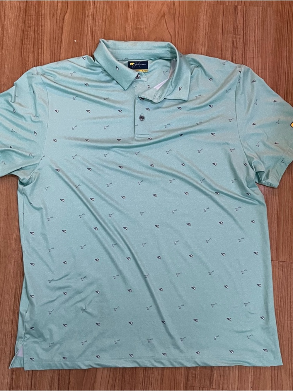 Men's Mint Green Printed Performance Polo